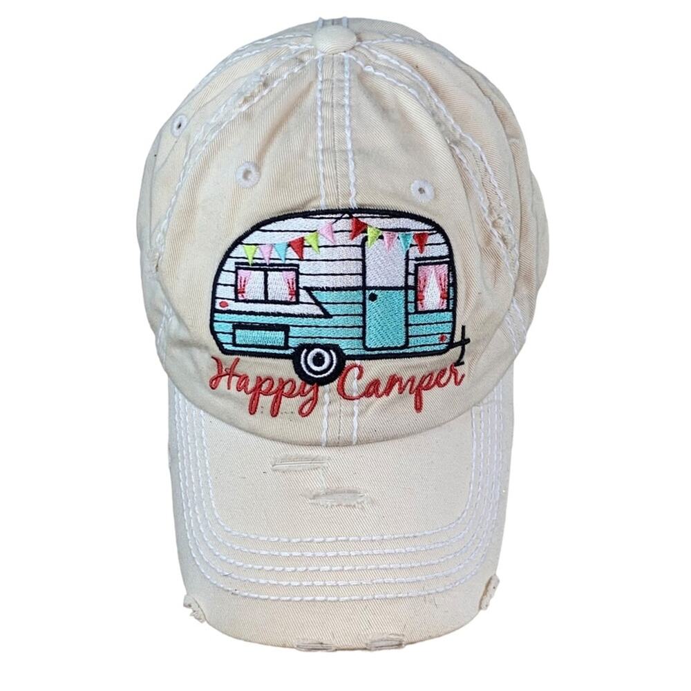 Happy Camper Embroidered Baseball Hat‎ RV Trailer Glamping Cap KBETHOS